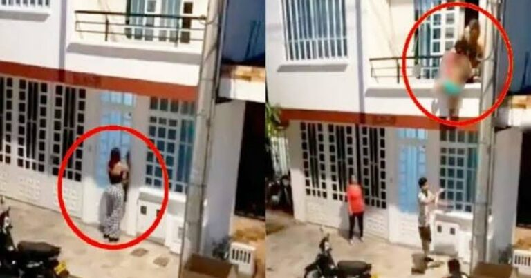 Vídeo: Amante tenta fugir pela varanda após chegada da esposa, e o desfecho é impressionante!