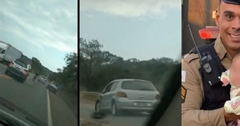 Vídeo: carro é furtado com bebê dentro, policiais atiram no pneu e desfecho traz alívio à mãe
