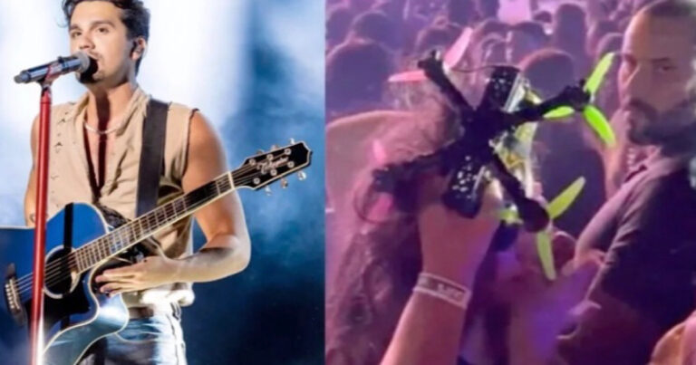 Vídeo viralizou: drone cai na cabeça de fã durante show enquanto Luan Santana cantava Meteoro da Paixão