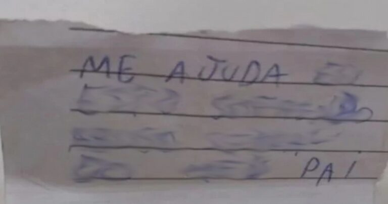 Menina escreve bilhete denunciando o pai por abuso: ‘Me ajuda’