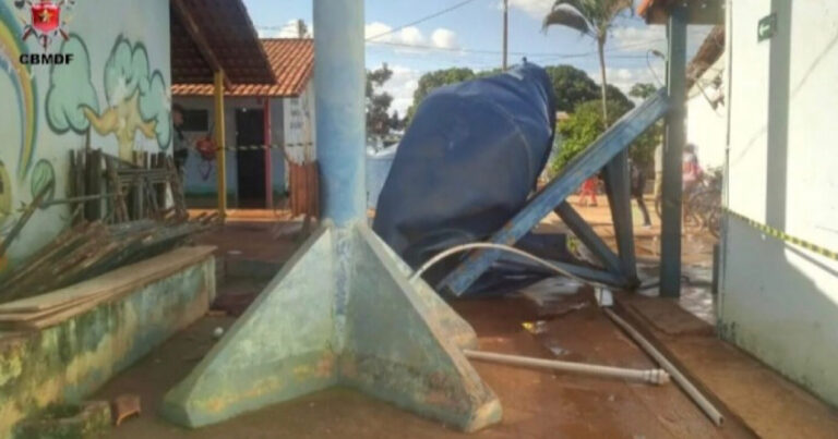 <strong>Tragédia: caixa d’água com 10 mil litros desaba em escola e deixa uma vítima fatal em Goiás</strong>