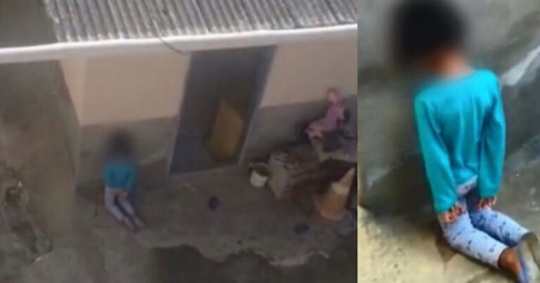 Menina de 4 anos é flagrada sob maus tratos, vizinhos gravam a cena e chamam polícia e conselho tutelar