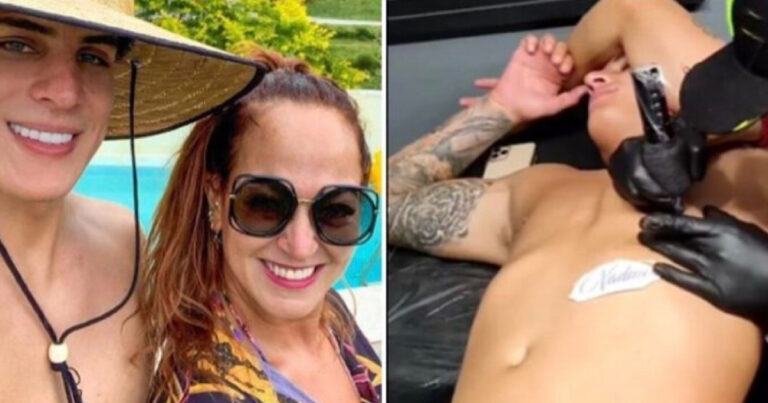 Tiago Ramos tatua o nome de sua ex-namorada, Nadine, mãe de Neymar e viraliza