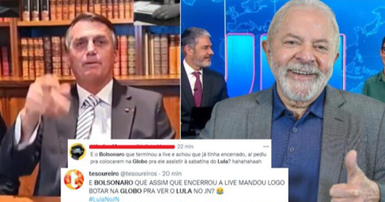Sem saber que estava AO VIVO, Bolsonaro pede que coloque na Globo para ver entrevista de Lula; Vídeo
