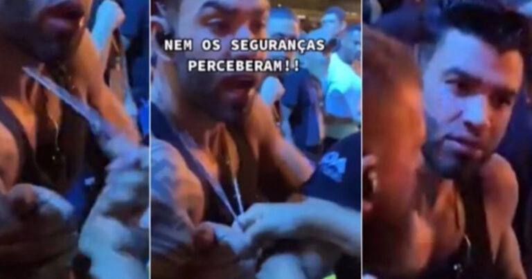 VÍDEO: Gusttavo Lima tem colar furtado por fã durante show e fica perplexo: “Sem noção”