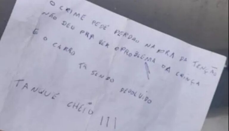 Assaltantes devolvem carro de mãe com criança  com deficiência