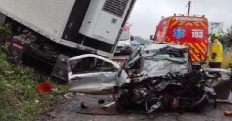 Acidente entre dois carros e uma carreta na BR-286 provocou uma verdadeira tragédia