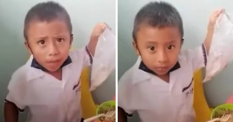Vídeo: Menino guardava parte da merenda em uma sacola; O motivo deixou todos comovidos