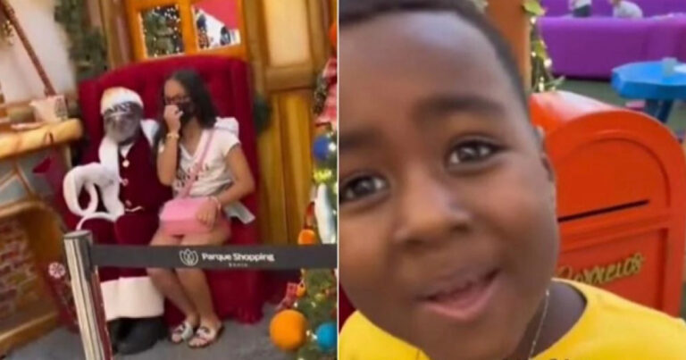 Vídeo: menino fica emocionado ao encontrar Papai Noel negro: ‘da minha cor’