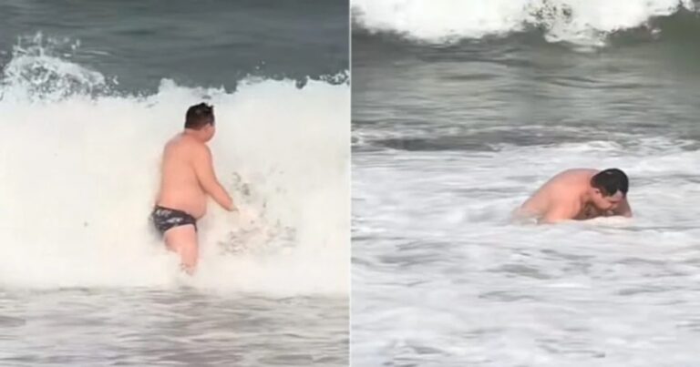 Vídeo que flagra o cantor sertanejo Marrone levando ‘caldo’ na praia viraliza e fã dispara: ‘Um pouquinho bêbado’