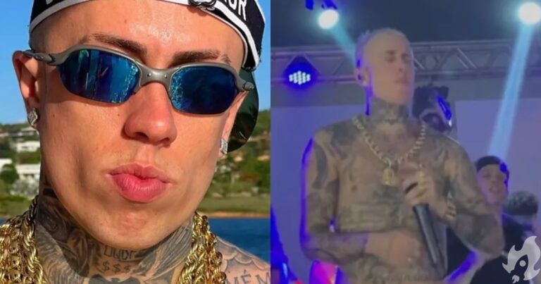Durante show, Mc Daniel é atingido no rosto e confronta agressora