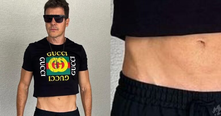 Aos 49, Rodrigo Faro usa cropped e não passa despercebido