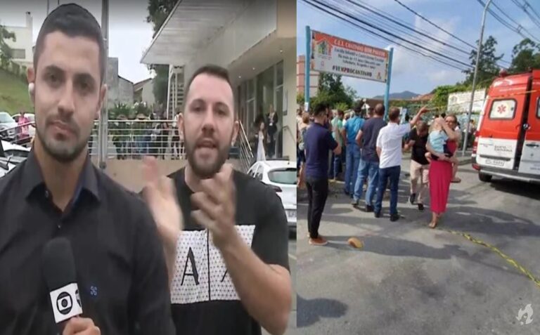 Tio de criança que perdeu a vida em creche de Blumenau invade transmissão e culpa Globo; vídeo