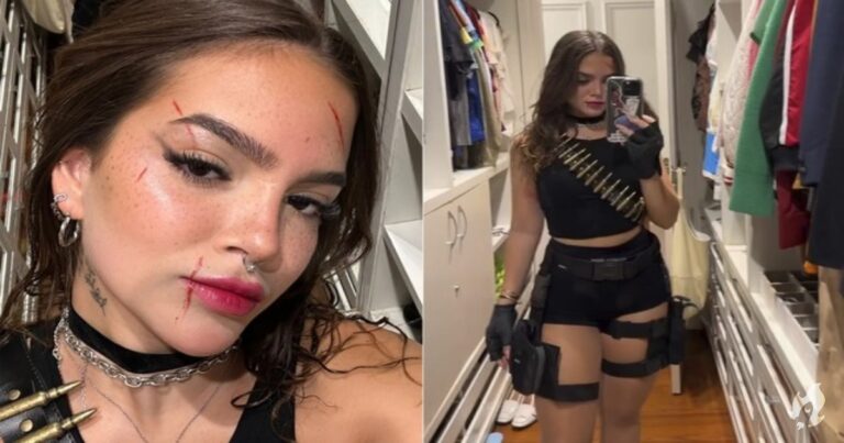 Mel Maia encanta fãs com fantasia de Lara Croft em festa de Halloween