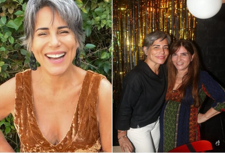 Gloria Pires reencontra sua dublê de ‘Mulheres de Areia’ no aniversário de Narjara Turetta