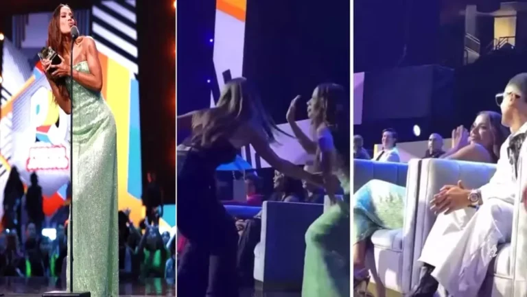 Vídeo: Anitta é ’empurrada’ em evento ao levantar na hora errada