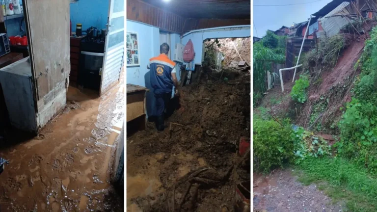Chuva forte provoca alagamentos e deslizamentos de terra em Campos do Jordão, SP