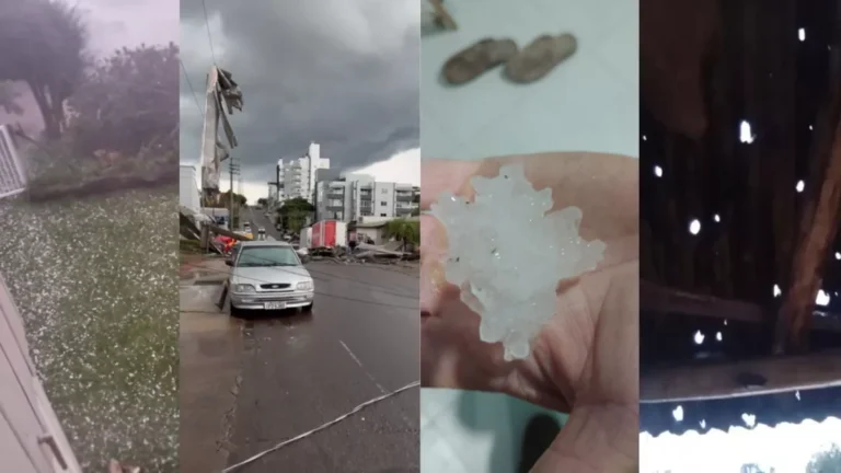 Temporais com vendaval e queda de granizo afetam cidades em Santa Catarina