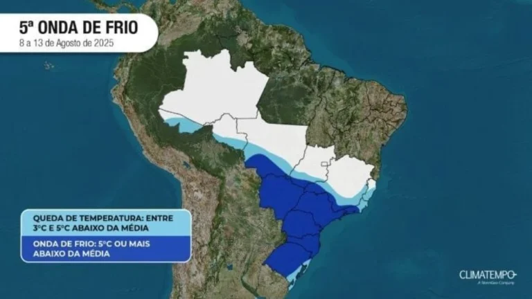 Mapa: poderosa onda de frio “vai congelar” grande parte do Brasil