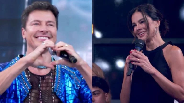 Vera Viel aparece de surpresa para prestigiar Rodrigo Faro no “Domingão”