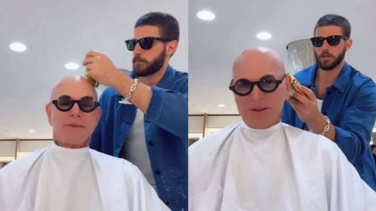 Chay Suede inverte papéis e raspa a cabeça de seu cabeleireiro; veja