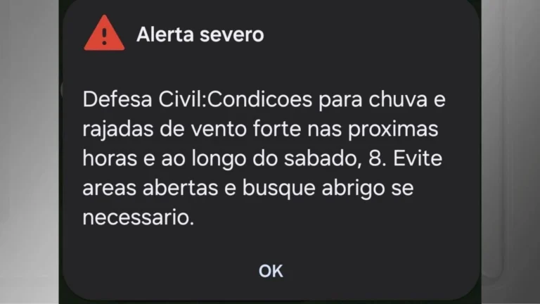 SP: Defesa Civil envia alerta severo para chuva forte e rajadas de vento