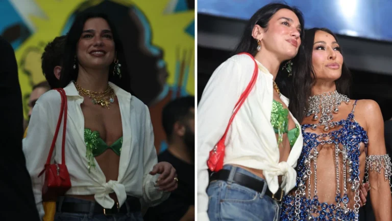Dua Lipa vai a ensaio da Vila Isabel e posa com Sabrina Sato; veja fotos