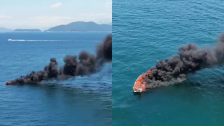 Vídeo: Lancha pega fogo e deixa seis feridos em Angra dos Reis