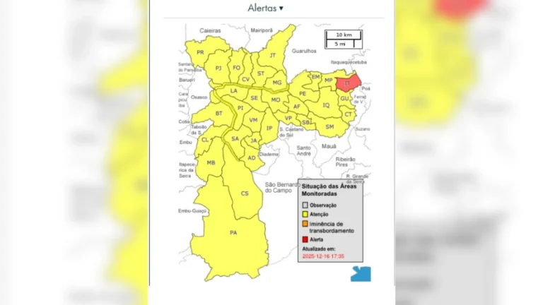 Chuva forte em São Paulo dispara “Alerta Severo” da Defesa Civil