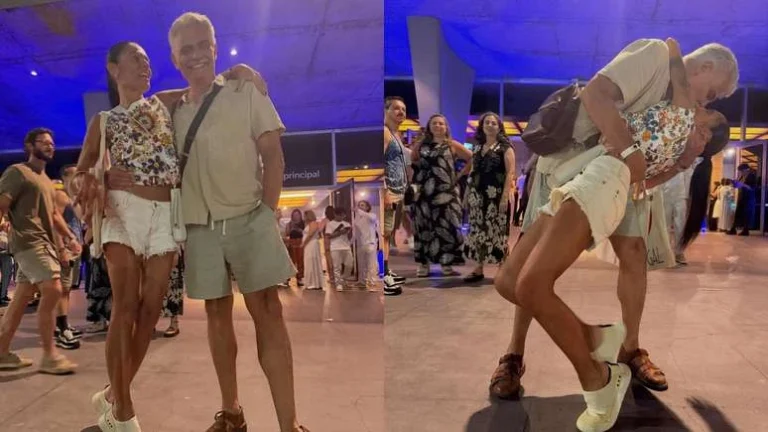 O amor está no ar! Tarcísio Filho se empolga e dá beijão na esposa em show no Rio: Felizes
