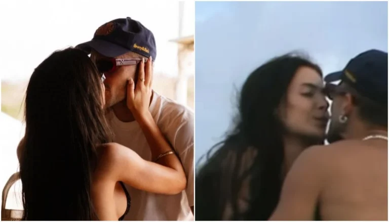 Jade Picon e André Lamoglia posam aos beijos em paraíso em Noronha
