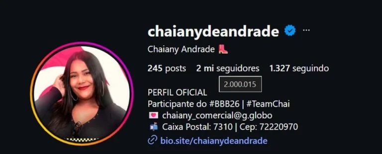 Chaiany, do BBB 26, atinge 2 milhões de seguidores nas redes sociais