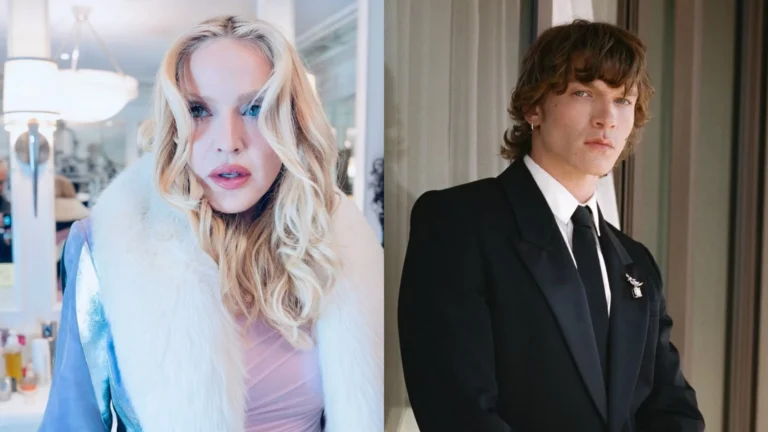 Fã de Madonna, ator de “Heated Rivalry” fuma com cantora em desfile