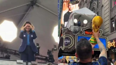 Em clima de Copa, Renata Vasconcellos reage com simpatia após ser reconhecida em Nova York: ‘A taça é nossa!’
