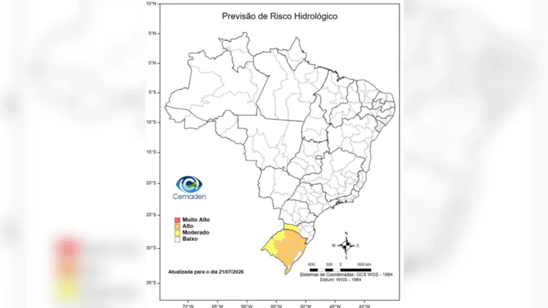 Cemaden alerta para riscos de alagamentos e deslizamentos no RS e em SC