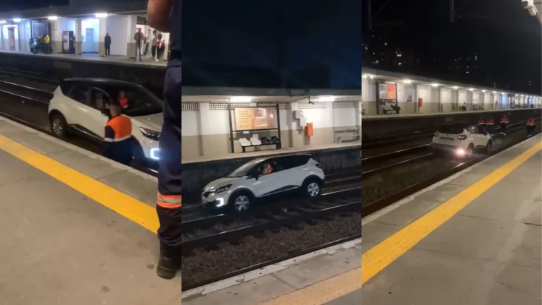 Motorista anda com carro em trilhos e circulação é interrompida em SP