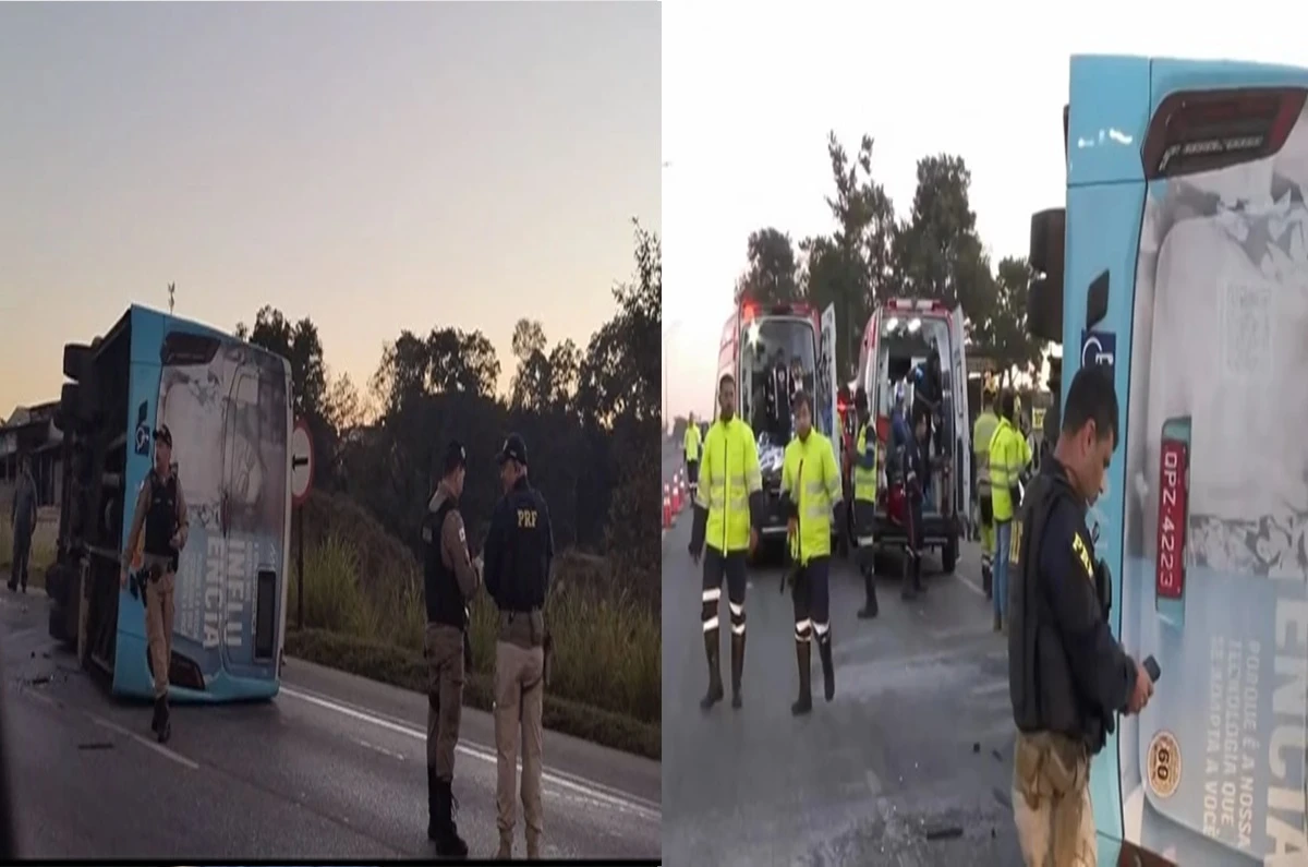 Ônibus tomba na BR-040 e 16 ficam feridos; entenda
