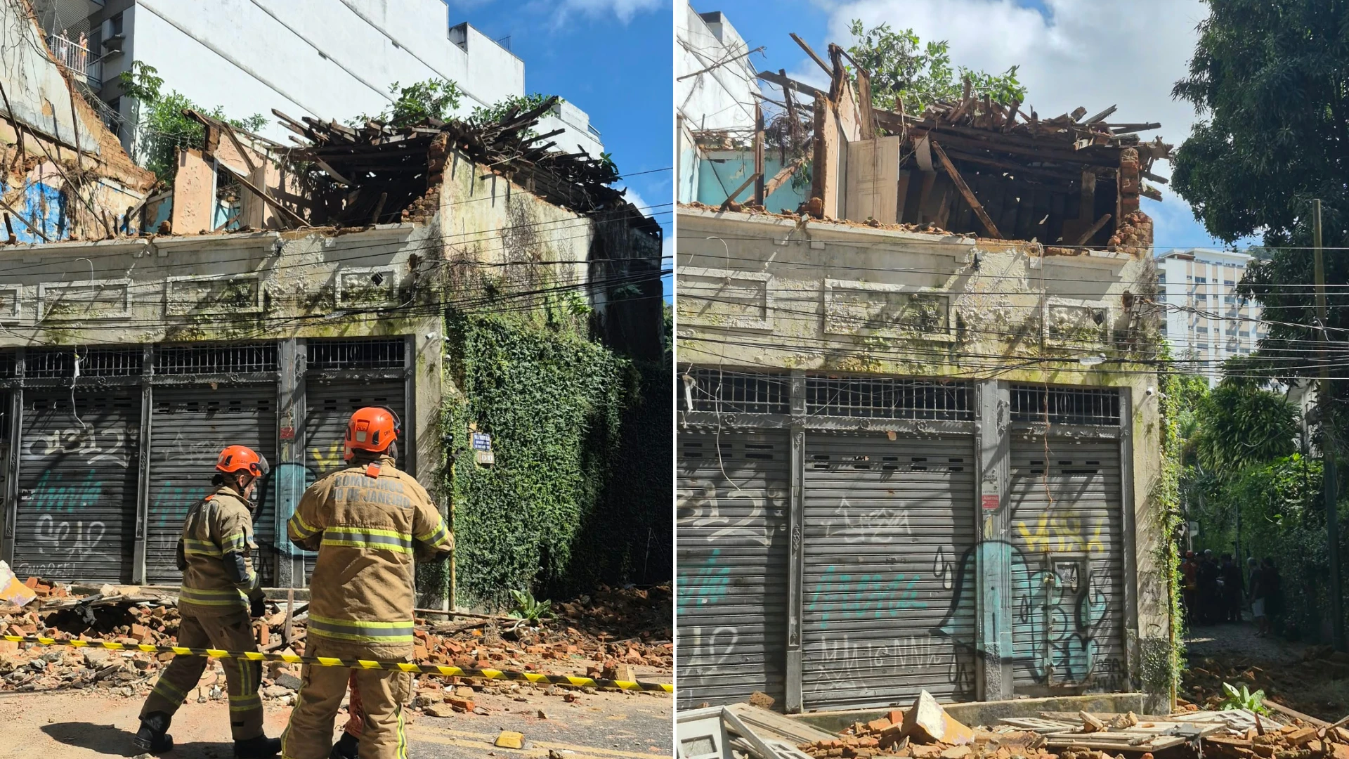 Mãe e filha ficam feridas após parte de casarão desabar na zona Sul do Rio