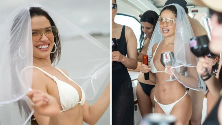 De véu e biquíni, Juliette mostra fotos de despedida de solteira