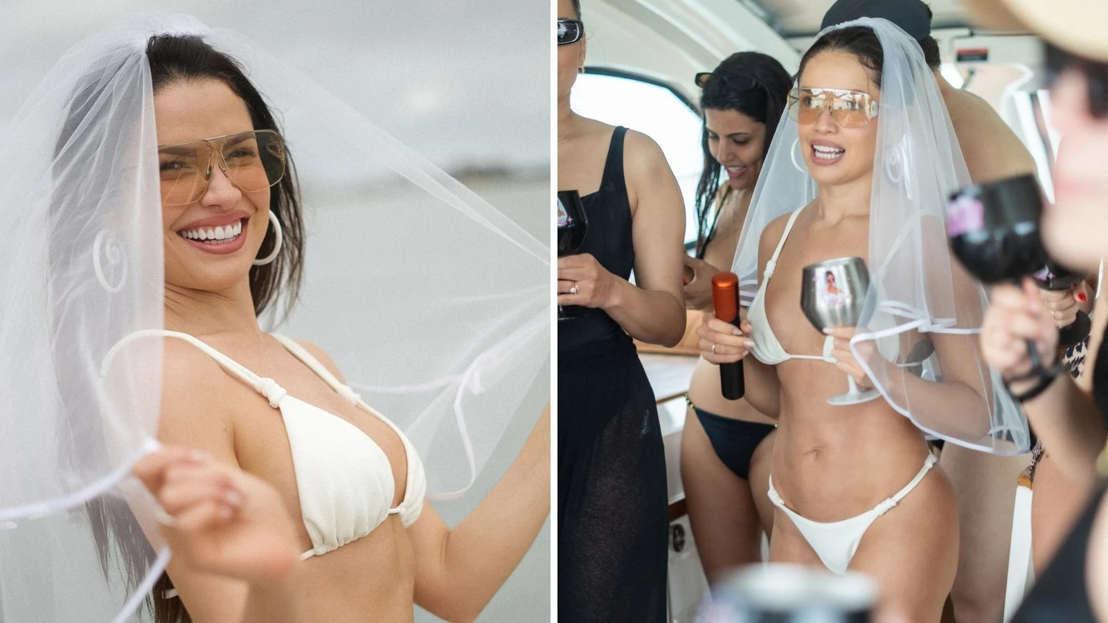 De véu e biquíni, Juliette mostra fotos de despedida de solteira