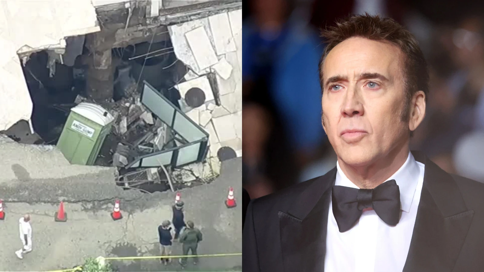 Cratera gigante se abre em mansão de Nicolas Cage em Malibu; veja