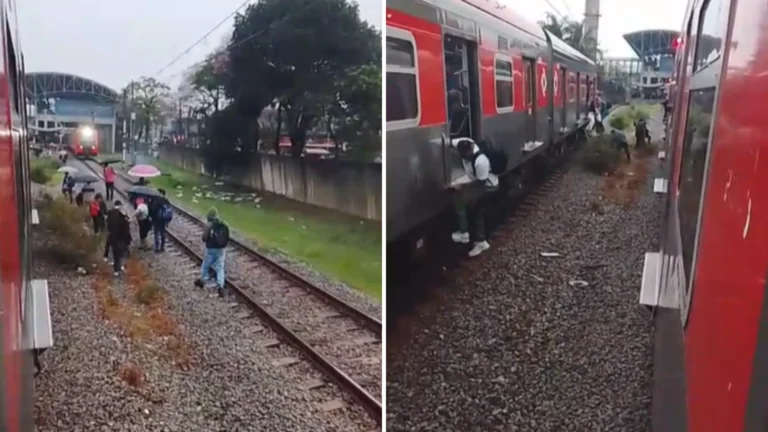 Vídeo: Passageiros andam pelos trilhos após falha na Linha 12-Safira em SP