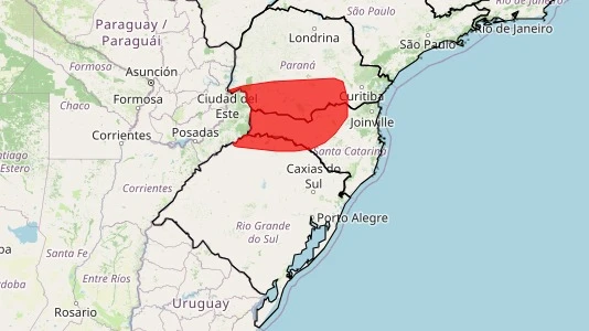 Sul do Brasil entra em alerta de perigo para tempestade neste sábado (24)