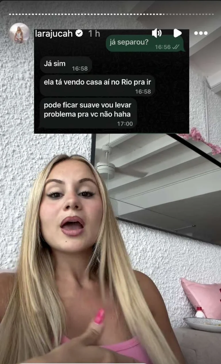 Lara Jucá expõe prints após ser apontada como amante de jogador de futebol: ‘Estou sendo envolvida’