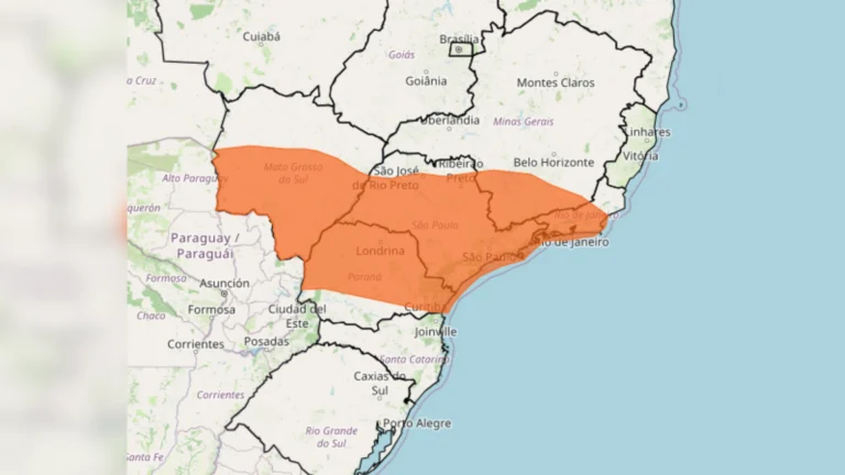 Inmet alerta para tempestade no Sul, Sudeste e Centro-Oeste; veja áreas